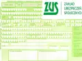 Formularz ZUS ZLA z zielonym logo ZUS i polami do wypełnienia.