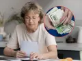 Kobieta z dokumentami i kalkulatorem, w tle dłonie liczące polskie banknoty.