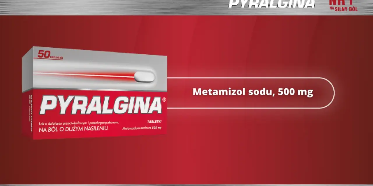 Opakowanie leku Pyralgina 50 tabletek z metamizolem sodu 500 mg.