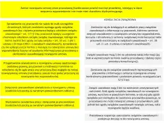 Żółte i szare pola z tekstem dotyczącym rozwiązywania umów o pracę i konsultacji związkowych.