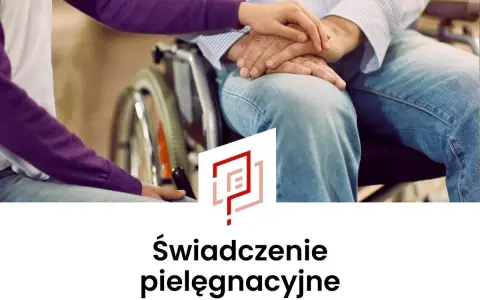 Dłonie młodej osoby obejmują dłonie starszego mężczyzny na wózku. Temat: ile wynosi świadczenie pielęgnacyjne.