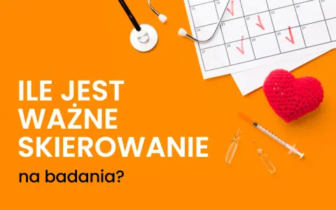 Jak długo jest ważne skierowanie na badanie krwi? Stetoskop, kalendarz z zaznaczonymi datami, strzykawka i serce sugerują tematykę medyczną.