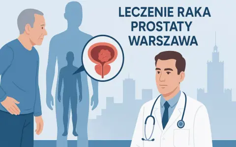 Leczenie raka prostaty w Warszawie. Lekarz omawia z pacjentem obraz układu moczowo-płciowego z zaznaczoną zmianą.