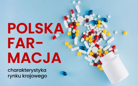 Rozsypane tabletki i kapsułki w różnych kolorach, obok biała buteleczka.