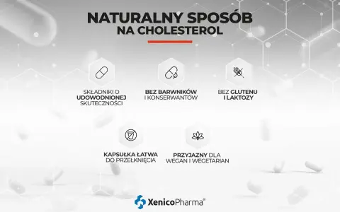 Naturalny sposób na cholesterol. Kapsułki XenicoPharma z udowodnioną skutecznością, bez barwników, konserwantów, glutenu i laktozy. Przyjazne dla wegan.