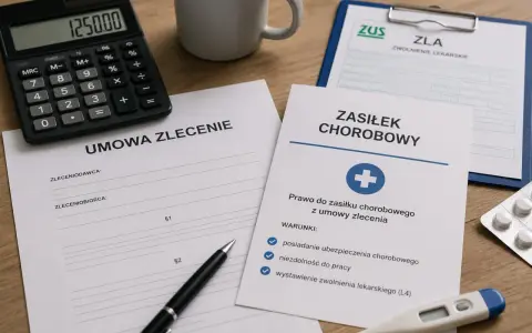 Dokumenty dotyczące prawa do zasiłku chorobowego z umowy zlecenia, w tym zwolnienie lekarskie (L4).