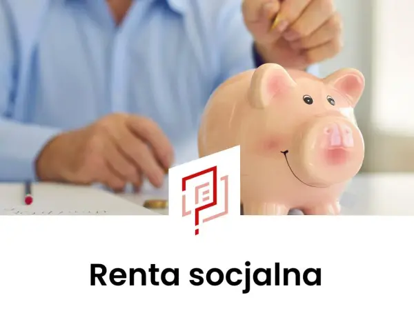 Różowa świnka skarbonka, ręka wrzucająca monetę, notatnik i logo.