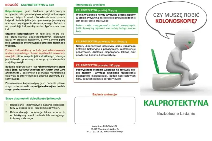 Badanie kalprotektyna w kale nfz: bezbolesne, nieinwazyjne, pomaga w diagnostyce chorób jelit, unikając kolonoskopii.
