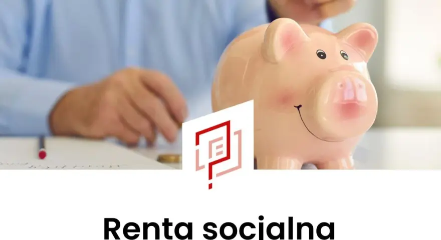 Różowa świnka skarbonka, ręka wrzucająca monetę, notatnik i logo.